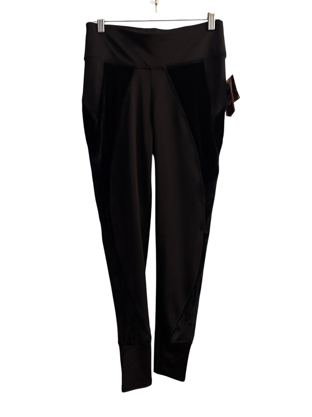 Avia Black Soot Velour Athletic Running Leggings Women Sz M